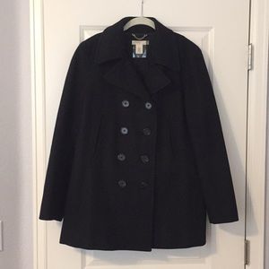 J. Crew black wool pea coat size L